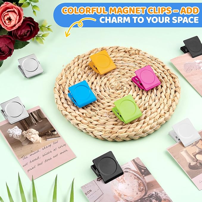 Grtard 6 Pack Magnetic Clips Heavy Duty, Magnet Clips for Fridge, No-Scratch Magnetic Clip for Refrigerator, Strong Magnets with Clip for Cruise Cabin, Whiteboard, Locker, Note List, Photo Display