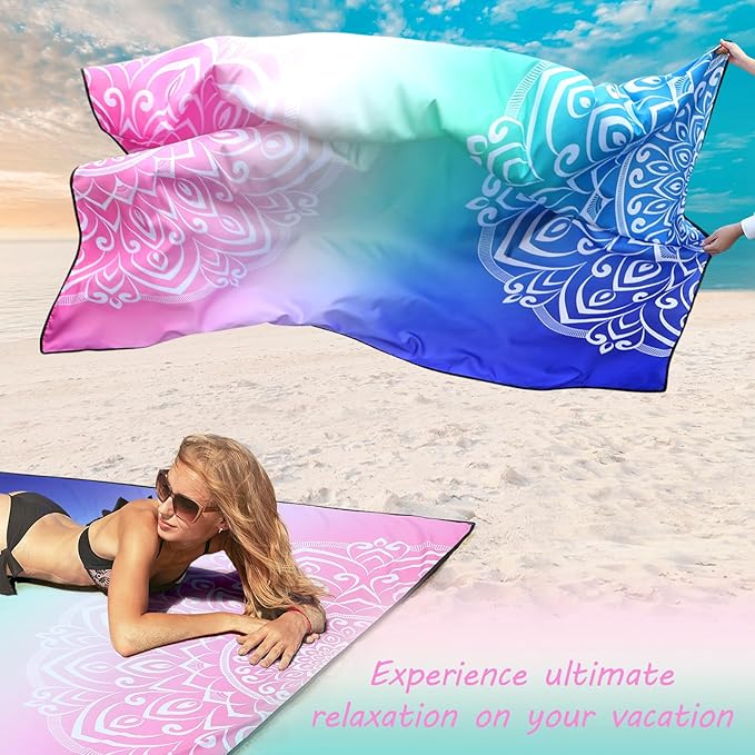 Beach Blanket Waterproof Sandproof Extra Large Beach Mat 79" X 83"/120"x108" for 1-8 Adults Quick Drying Durable Outdoor Picnic Mat for Beach Travel Camping Hiking