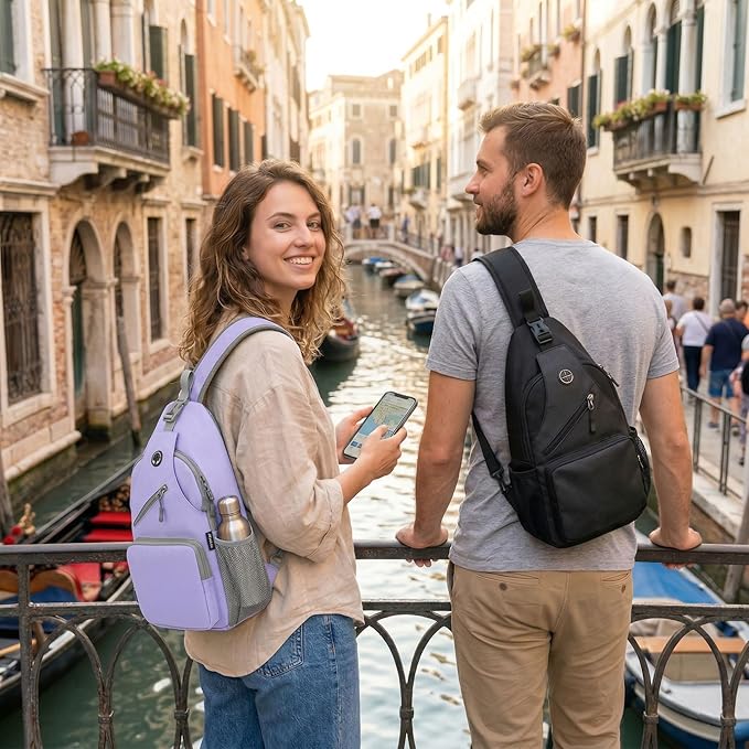 Sling Bag for Men Crossbody Backpack, Small Sling Backpack Mens Shoulder Bag, Casual Daypack Hiking Bag for Travel
