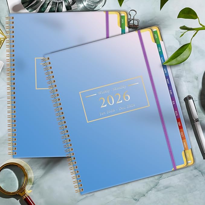 Planner -2026, Hardcover Weekly & Monthly Calendar Planner, January 2026 - December 2026, 8.5" x 11", Daily Agenda Book with Colorful Tabs, College Organizer Notebook, School & Work Supplies for Student Teacher Classroom