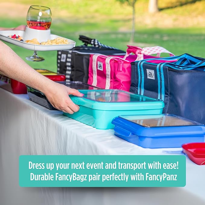 Fancy Panz - Aqua Insulated Casserole Carrier Bag - Insulated Thermal Bags for Hot & Cold Food Holds 2 Standard Size Fancy Panz - 2 Pockets - Food Container - Hosting Essentials