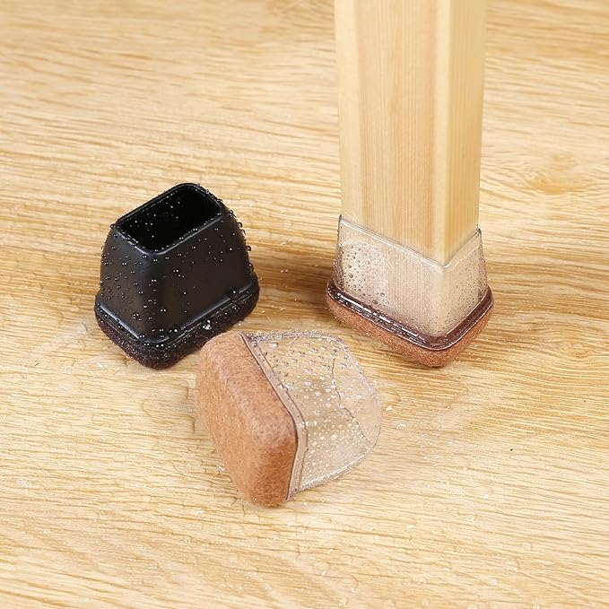 8PCS Felt Chair Leg Floor Protectors, Rectangular Chair Leg Caps for Bed Chair Furniture Leg Protectors, Black Bar Stool Floor Protectors for Hardwood Floors, Fit Length 1.3"-1.7", Width 0.9"-1.2"