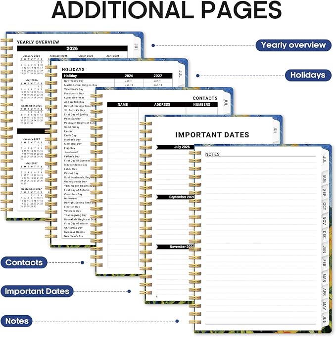 Planner 2026-2027, Academic Year Monthly and Weekly Calendar Planner, Jul 2026 - Jun 2027, Hardcover Teacher Student Planning Agenda book with Tabs, Perfect for School Office Supplies, 6.3" x 8.5" - Midnight Stroll