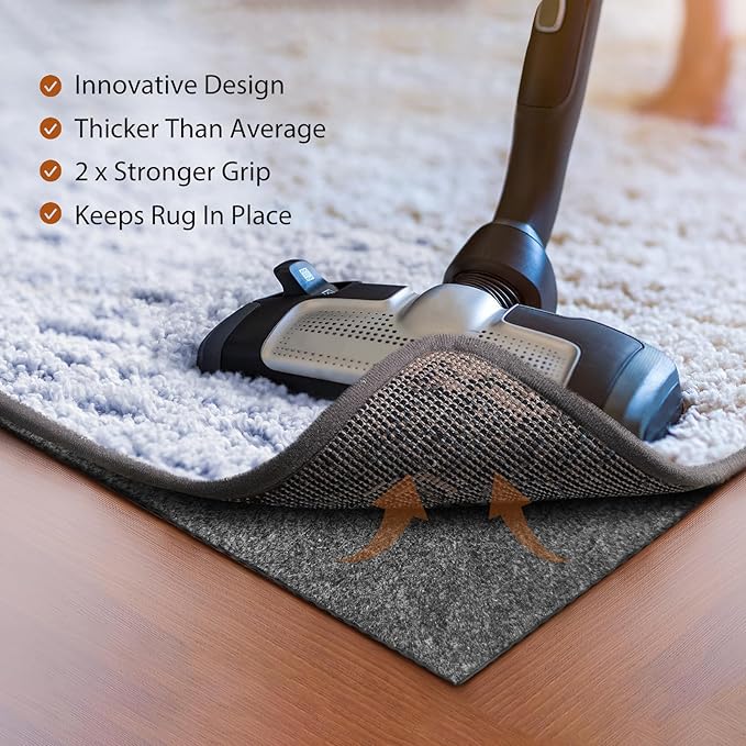 Comfypad - Felt Rug Pad, 5 x 8 Ft Rubber Non-Slip Rug Pad Gripper, Keep Rugs Secure and in Place, Extra Strong Under Carpet Mat Cushion - for All Floors