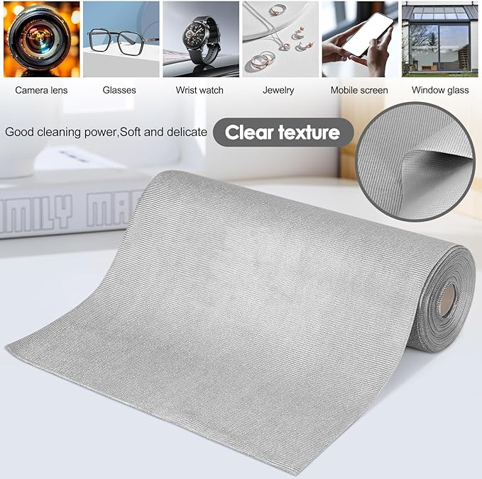Microfiber Cleaning Cloth, 20 Sheets Glass Cleaning Cloth 11.8" x 15.7", Reusable Towels Kitchen Cleaning Wipes Lint Free Rags for Laptop Camera Lenses LCD Screens (Gray, 11.8" x 15.7")
