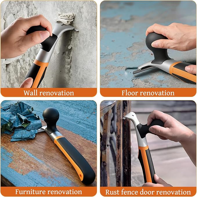 Professional 2-1/2" Tungsten Carbide Scraper - Extra Long Double-Sided Blade for Removing Paint, Epoxy, Rust, Adhesive & Carpet Glue - Heavy Duty Ergonomic Scraper Tool