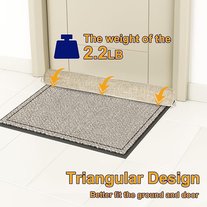 NABOWAN 38" Weighted Under Door Draft Stopper - Triangular Door Draft Blocker with Hook Loops for Easy Install, Saves Energy, Home Room Essentials
