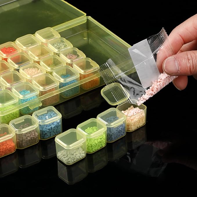 Mr. Pen- Bead Storage Containers, 28 Grids, 2 Pack, Transparent Yellow Small Bead Organizer Box