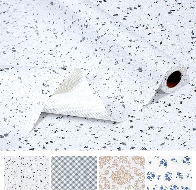 RAY STAR 18 Inch x 48 Inch Shelf Liner, Non Adhesive Marble White Cabinet Liner for Pantry Drawer Vanity, Strong Grip Non Slip Waterproof, Pretty Shelf Liners for Kitchen Cabinets