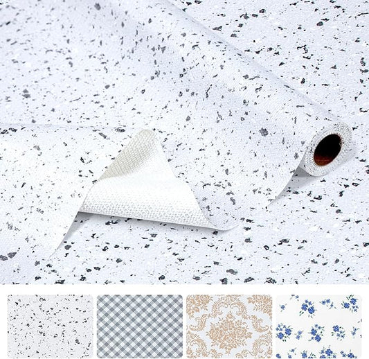 RAY STAR 18 Inch x 48 Inch Shelf Liner, Non Adhesive Marble White Cabinet Liner for Pantry Drawer Vanity, Strong Grip Non Slip Waterproof, Pretty Shelf Liners for Kitchen Cabinets