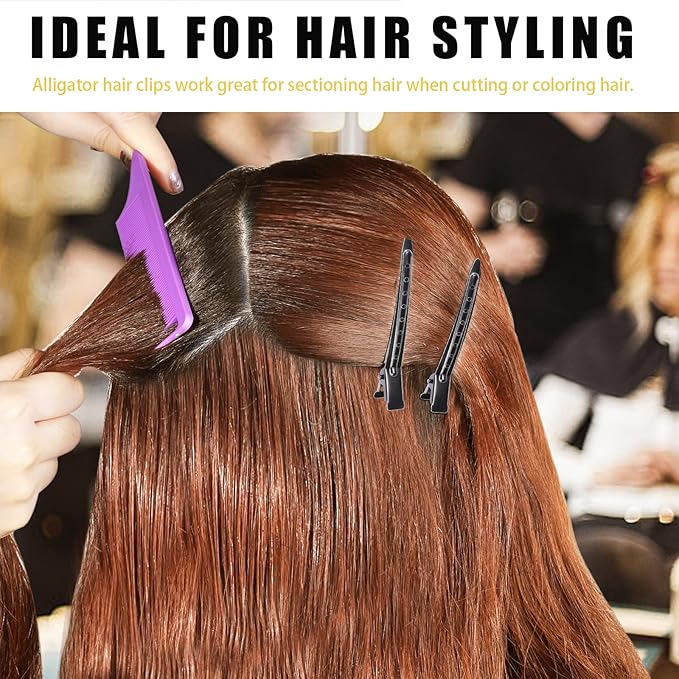 YGDZ Duck Billed Clips, 30pcs 3.5 inch Metal Alligator Hair Clips with Holes, Hair Clips for Styling Sectioning, Hair Coloring, Pin Curl Clips for Hair Roller, Black
