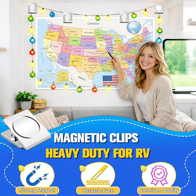 Grtard Strong Magnetic Clips, 2.2 Inch Extra Large Magnetic Clips Heavy Duty, 4Pack Magnet Clip for Fridge, Clip Magnets for Refrigerator, Whiteboard, Classroom, Kitchen, Office Organizer