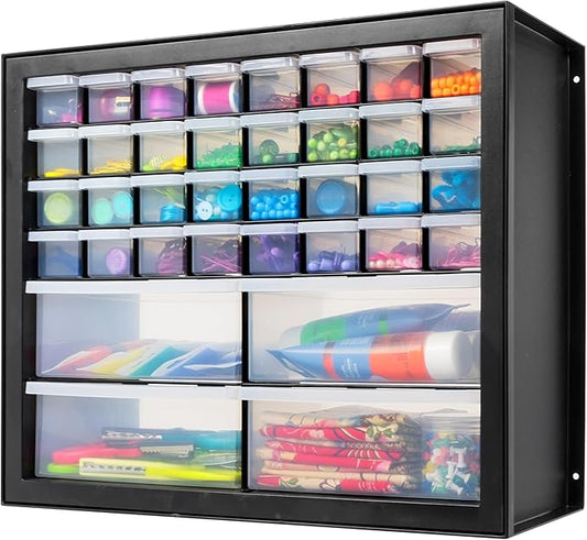 IRIS USA Small Parts Storage Cabinet, Made in USA, 36-Drawer Organizer for Hardware, Electronics, Screws, Nuts & Bolts, Beads, Craft Supplies, Teacher Toolbox, Garage & Workshop Storage – Black