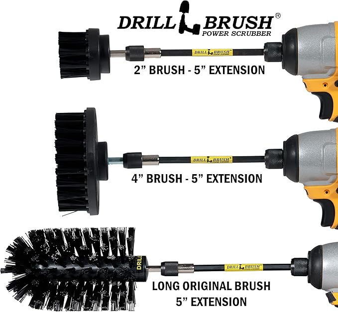 Oil Stain Remover Scrub Brush Attachment for Drill Set - Household Cleaning Tools and Scrub Brushes for Cleaning Grills - Electric Spin Scrubber Cleaning Supplies Set - Industrial Cleaning Products