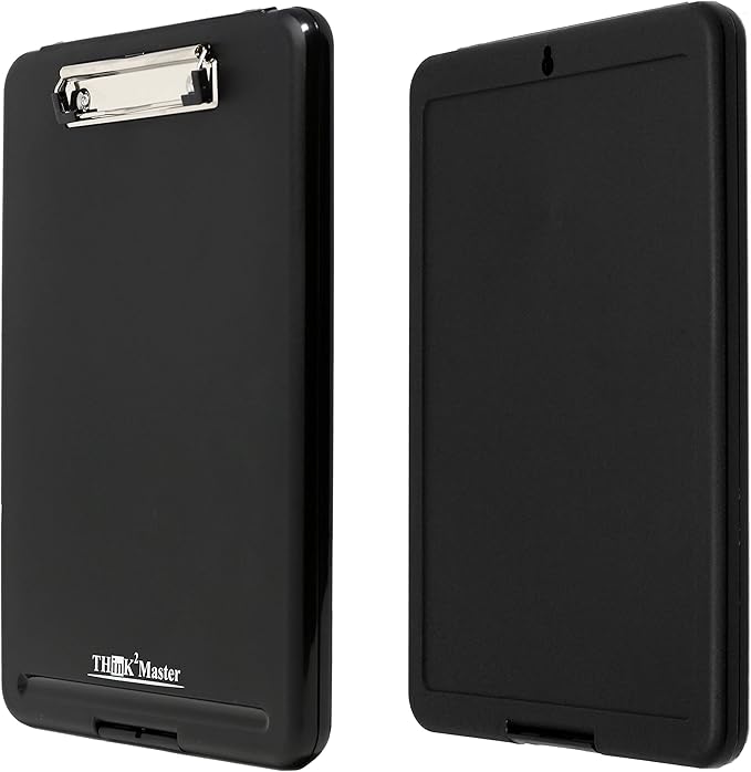 Think2Master Black Plastic Storage Clipboard. | 25% Heavier & 25% Sturdier| Heavy Duty and Won’t Flex or Bend Like Other Brands (Compare The Weight). Storage Compartment Holds 150 Letter Sized Paper.