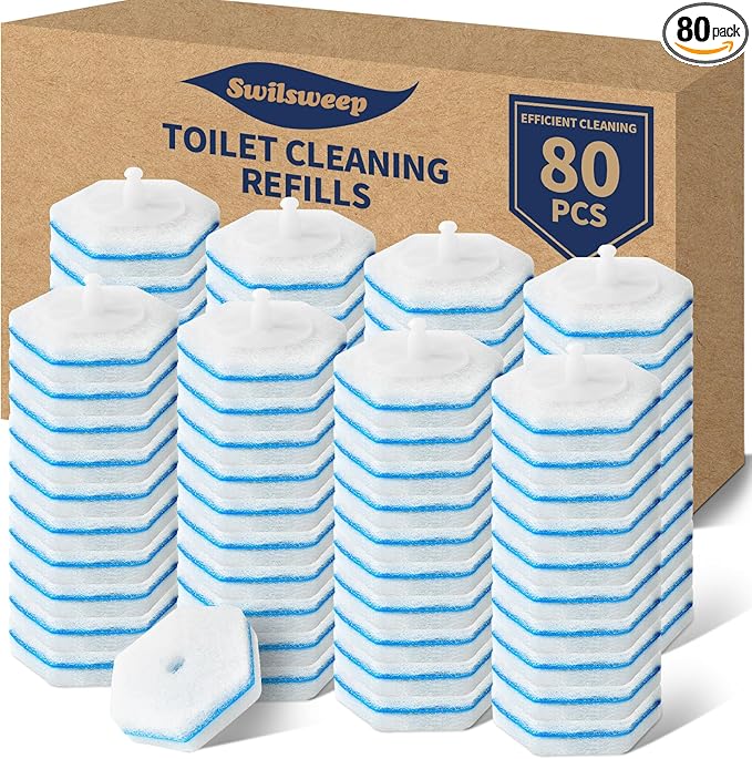 80 Count Toilet Bowl Wand Refills, Disposable Toilet Cleaner Refills, Disposable Wand Heads Compatible with Clorox and the Most Toilet Brushes
