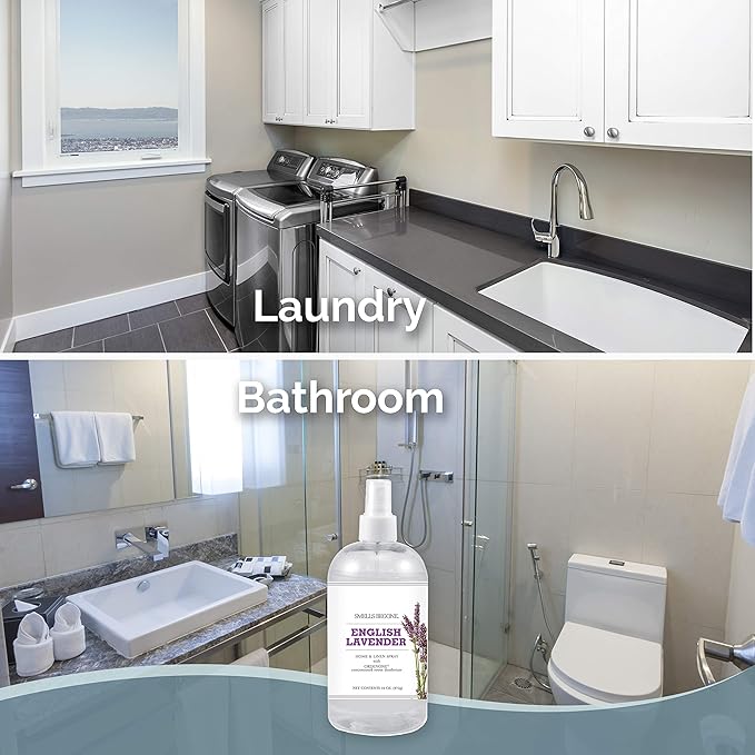 SMELLS BEGONE Air Freshener Home & Linen Spray - 16 oz, Pack of 2 - Odor Eliminator - Made with Essential Oils - English Lavender Scent