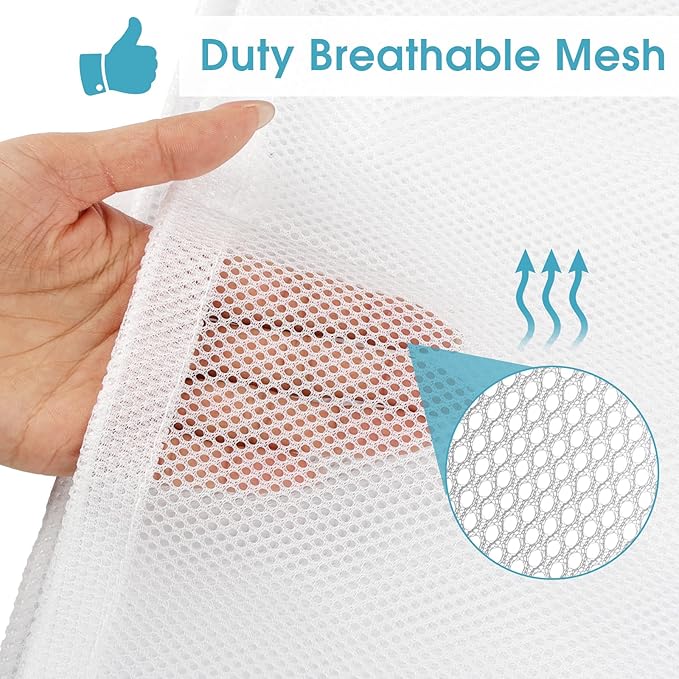 2 Pack Mesh Laundry Bags, 23 x 34 Inches Heavy Duty Mesh Laundry Bag, Large Laundry Drawstring Bag for College, Dorm, Travel, Family and Apartment Dwellers, White