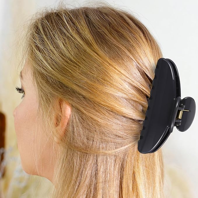 8 Pcs Large Acrylic Hair Claw Clips for Women Non-slip Strong Hold Jaw Clamps for Thick Thin Hair (French,Earth Tone Color)