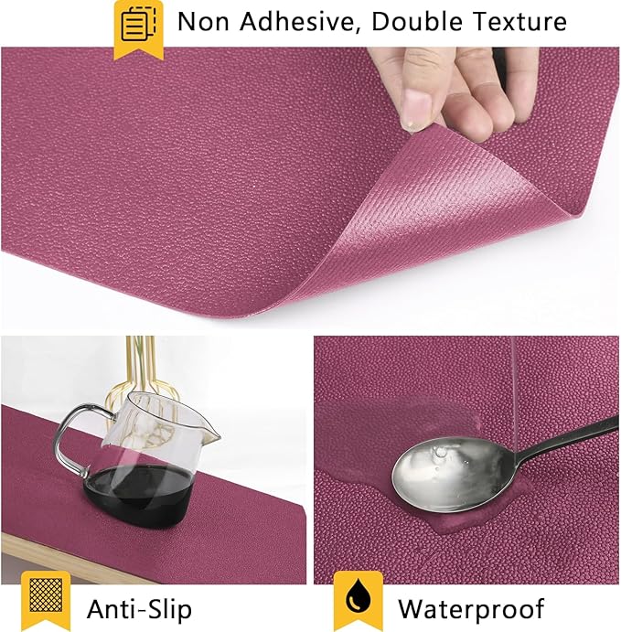 WochiTV Shelf Liner for Cabinets, Drawer Non Adhesive Non Slip Foam Mat for Kitchen, Pantry, Bathroom, Cupboard, Garage, Closet, Shelves, Drawer, Tool Box, Fuchsia 23.6 x 236 inches