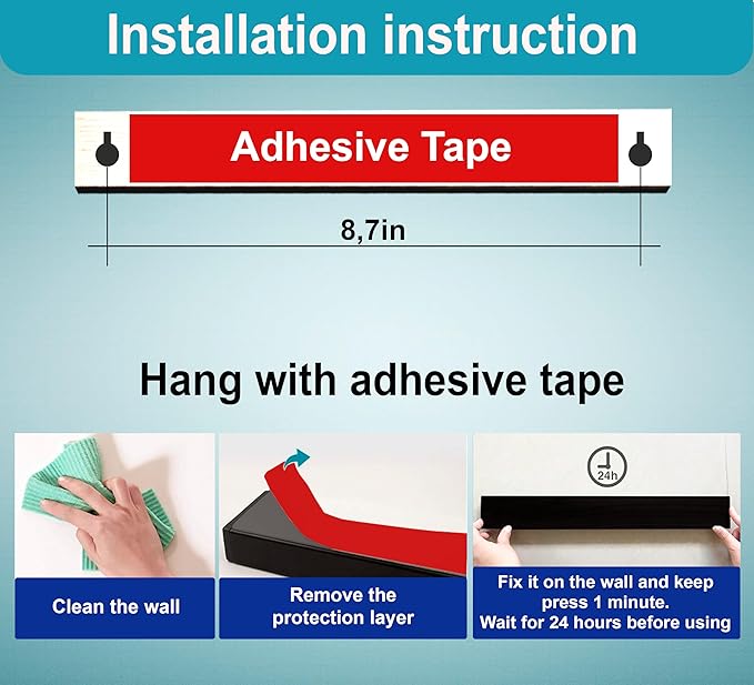 10 Inch White Magnetic Knife Holder for Wall No Drilling Use as Magnetic Knife Strip - Magnetic Knife Bar - Wall Kitchen Knife Magnetic Holder