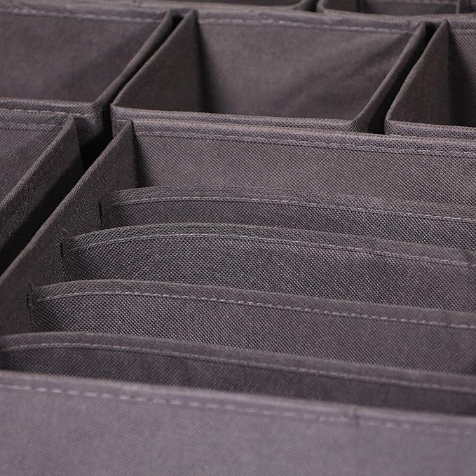 DIOMMELL 4 Pack Foldable Cloth Storage Box Closet Dresser Drawer Organizer Fabric Baskets Bins Containers Divider for Clothes Underwear Bras Socks Lingerie Clothing, Dark Grey 22-0000