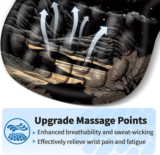 YIWEI Ergonomic Mouse Pad with Wrist Rest - Comfortable Office Mousepad with Memory Foam Wrist Support for Carpal Tunnel Relief, Mouse Pads with Non-Slip Base for Gaming and Home (Moon)