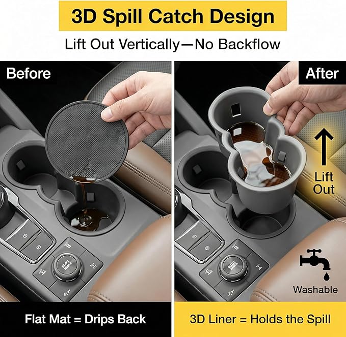Cup Holder for 2020-2025 Ford Escape & 2021-2025 Bronco Sport(Not for Bronco) Center Console Cup Holder Insert Cupholder Organizer Coaster Liner for Bronco Sport/Escape Interior Accessories