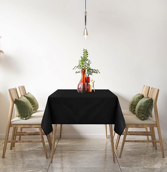 Utopia Kitchen Rectangle Table Cloth 2 Pack (90x156 Inches, Black), Machine Washable Polyester Table Cover for Dining, Buffet Parties, Picnics, Events, Weddings and Restaurants
