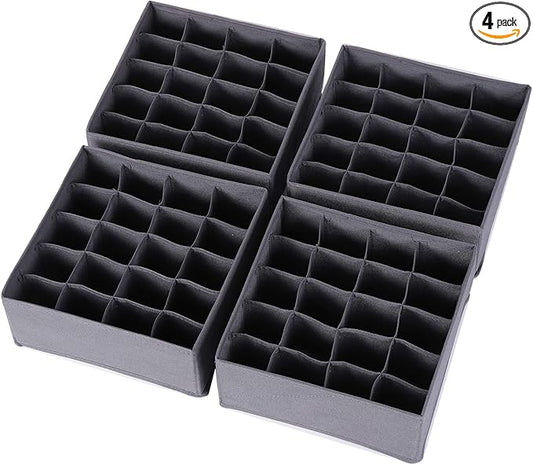 DIOMMELL 4 Pack Foldable Cloth Storage Box Closet Dresser Drawer Organizer Fabric Baskets Bins Containers Divider for Clothes Underwear Socks Lingerie Clothing, Dark Grey 40-0000