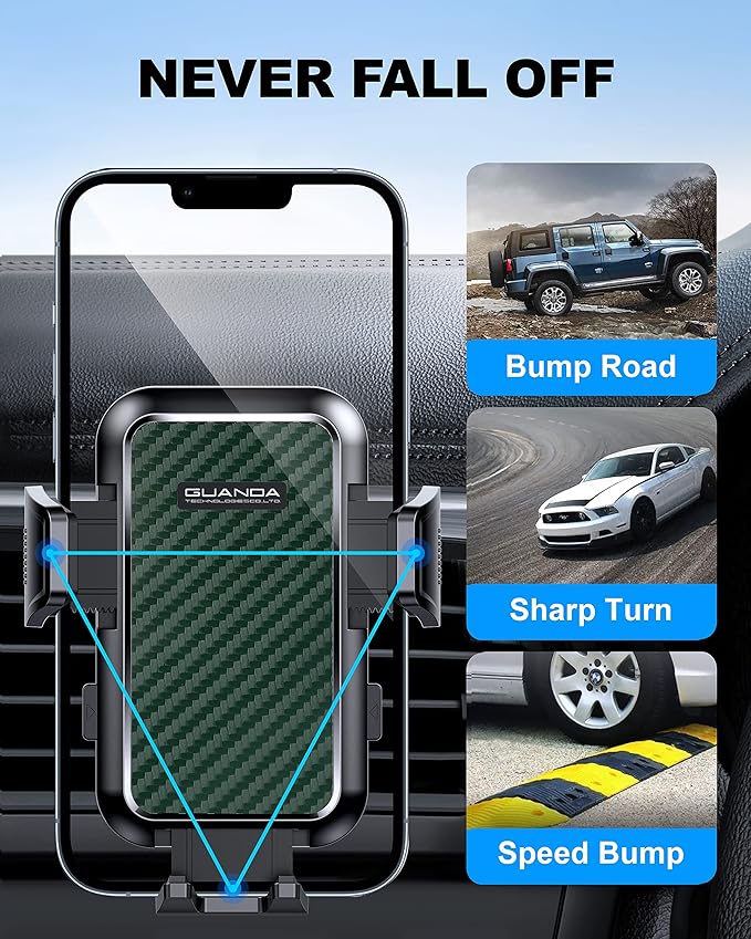 [2025 New] Car Vent Phone Mount, [Upgrade Hook Clip Never Shake] Adjustable 360 Rotation Vent Clip Car Phone Holder Mount, Big Phone & Thick Case Friendly Fit for All iPhone, Samsung & Cell Phone