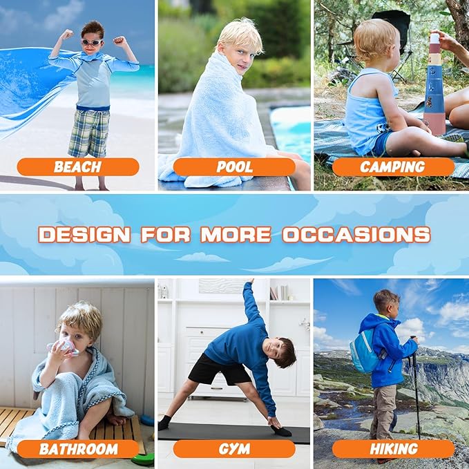 WERNNSAI Beach Towel for Kids, 30”x 60”Soccer Quick Dry Sand Free Kids Beach Towel for Boys Personalized Beach Towel Pool Camping Travel Towel Soft Beach Blanket Bath Shower Towel