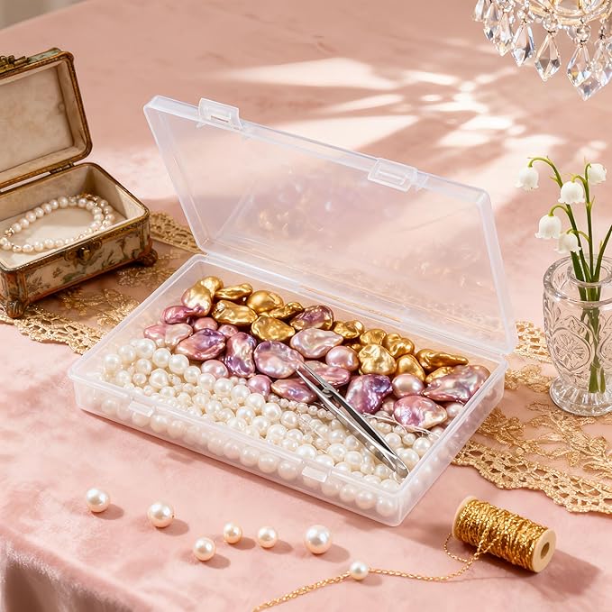 LJY 6 Pieces Rectangular Empty Mini Clear Plastic Organizer Storage Box Containers with Hinged Lids (7.1 x 4.3 x 1.2 inch, Transparent)