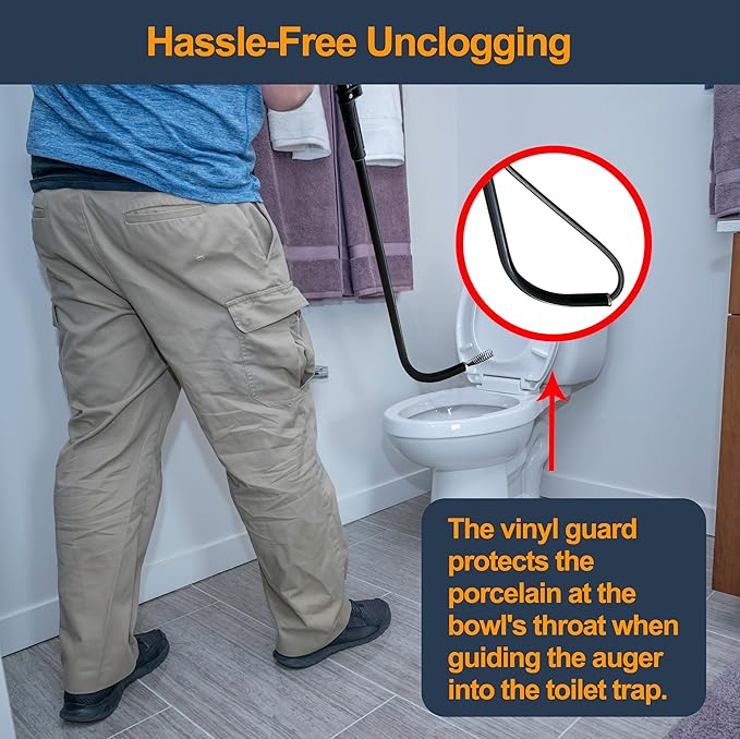 HimaPro Professional Toilet Auger/Closet Auger, 3 Feet Pipe Snake for Unclogging Toilets