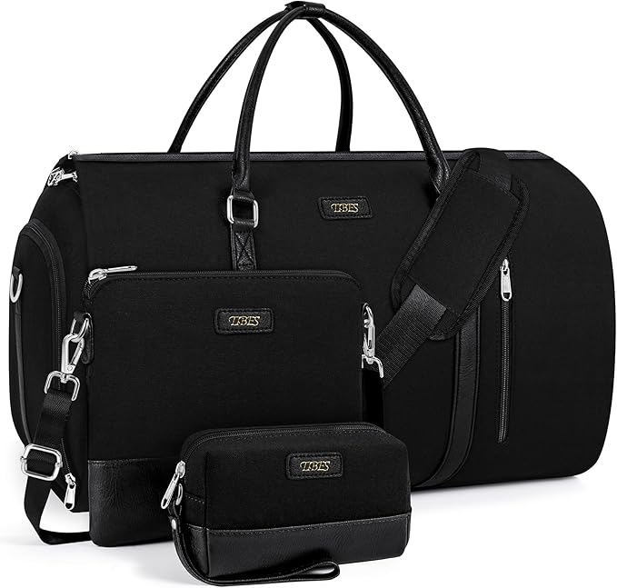Convertible Garment Duffel Bag for Travel - Carry On Garment Bags With Toiletry Bag Large Weekender Bag for Men Women 2 in 1 Hanging Suitcase Suit Travel Duffel Overnight Bags 4pcs Set