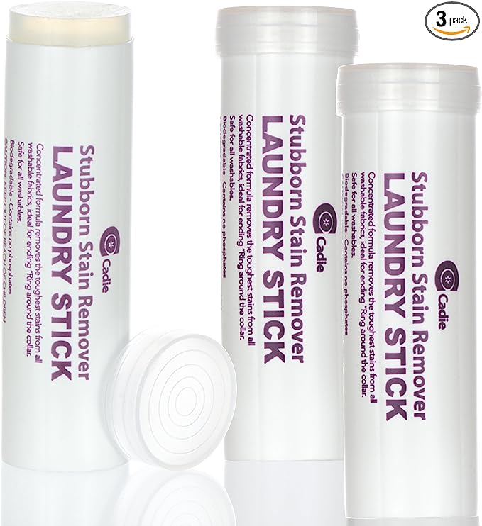 Cadie Laundry Stain Remover Stick – Pre Wash Spot Cleaner for Fabric Clothing on Cotton,Wool,Synthetics - Easy Removal of Grease,Blood,Coffee,Ink,Lipstick,Wine,Grass Soil | Clean On-The-Go (3 Pack)
