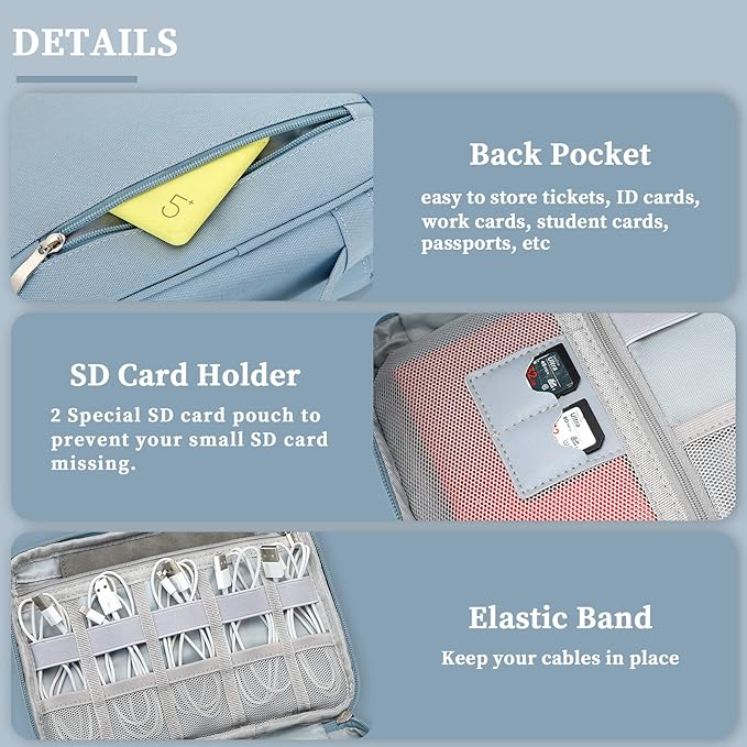 Lanola Electronic Organizer Travel Double Layer Cable Organizer Bag, Accessory Bag for Hard Drives, Cables, USB, SD Card, Memory Cards, Flash Drive, etc. - Red