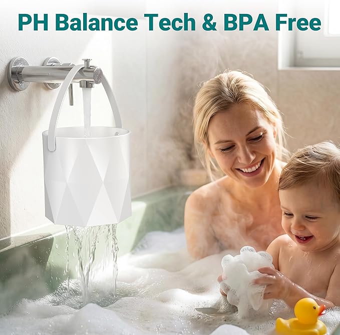 Bath Faucet Filter, 10-Stage Advanced Shower Water Filter for Tub with 3,000 Gallon Non-Spill Filtration, Removes Chlorine, Fluoride, Hardness for Baby-Safe, Sensitive Skin Soft Bath Water