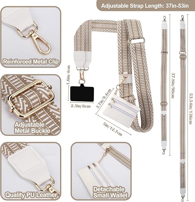 XANGNIER Clip and Go Strap for Phone with Wallet Crossbody, Phone Strap with Zippered Wallet, Adjustable Anti Theft Cellphone Lanyard for Women, Cellphone Chain Accessories,Multicolor 20