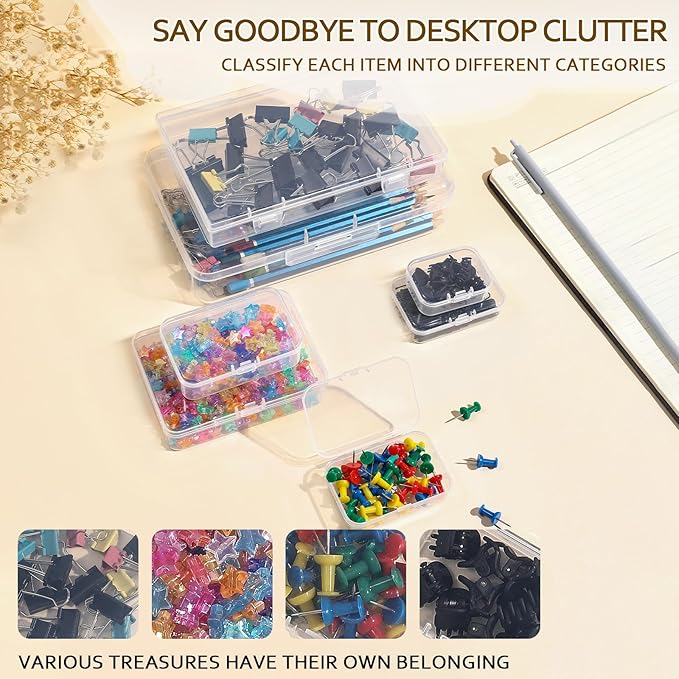 24Pack Mixed Sizes Small Plastic Storage Containers, Mini Rectangular Small Items Organizer Boxes with Hinged Lids and Labels for Craft Jewelry Beads ﻿