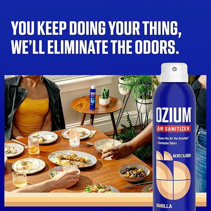 Ozium 8 Oz. Air Sanitizer & Odor Eliminator for Homes, Cars, Offices and More, Vanilla Scent, Pack of 2