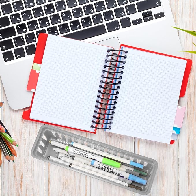 12 Pcs Gray Slim Plastic Storage Baskets Tray 10 x 3 x 2.5 Inch Compact Stackable Desk Organizer for Office, Classroom, School Supplies, and Home Storage, Organization(Gray)