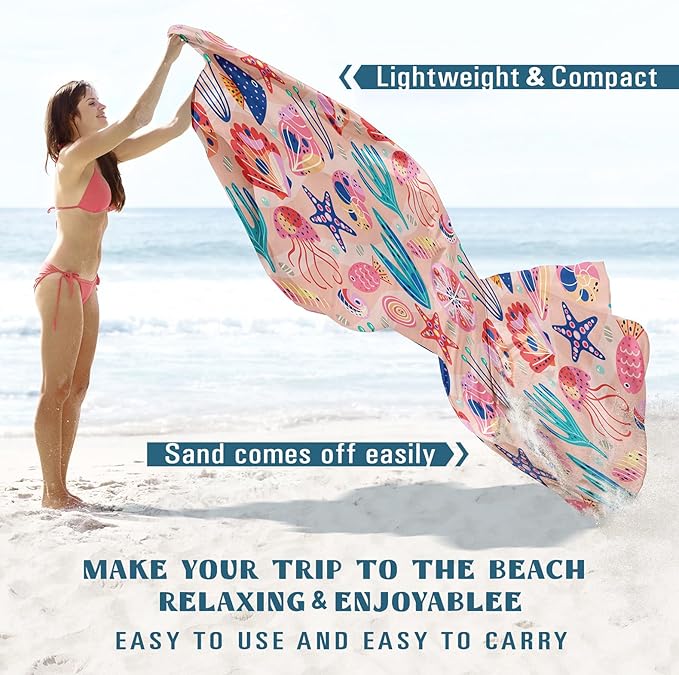 Famstar Beach Blanket Sandproof Waterproof 78''×81''1-5 Adults Oversized,Compact Lightweight Durable Beach Mat for Travel Camping Hiking Picnic Blanket