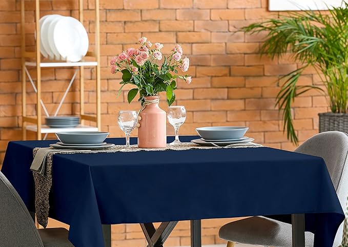 Utopia Kitchen Rectangle Table Cloth 2 Pack(54x54 Inches, Navy Blue), Tablecloth Machine Washable, Polyester Table Cover for Dining, Buffet Parties, Picnics, Events, Weddings and Restaurants