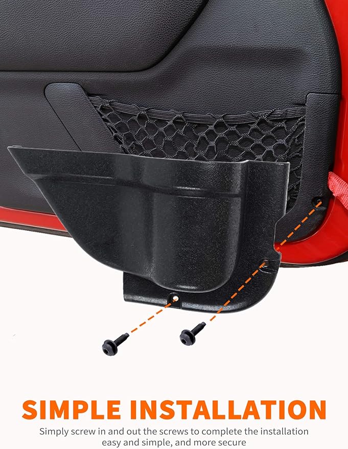 Savadicar DP3 Front Door Storage Pockets, Door Side Insert Organizer Box for 2011-2018 Jeep Wrangler JK JKU 2/4 Door, Interior Storage Expansion Accessories, Black, 2 PCs