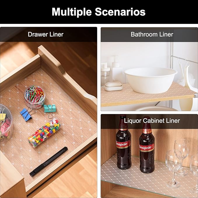 Cooyes Shelf Liner – Premium Non-Adhesive Cabinet & Drawer Liner for Kitchen – Waterproof Shelf Paper with Modern Pattern – Durable EVA Cabinet Mat – Easy to Cut （17.5" W x 360" L）