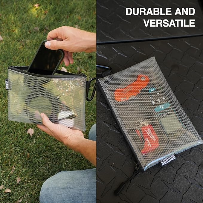 GOBAGS Air Production Medium Clear Zipper Pouch (4‑Pack) – Cable Organizer & Travel Gear Bag for Electronics, Camera Accessories, Tool Pouch & Small Tech Storage