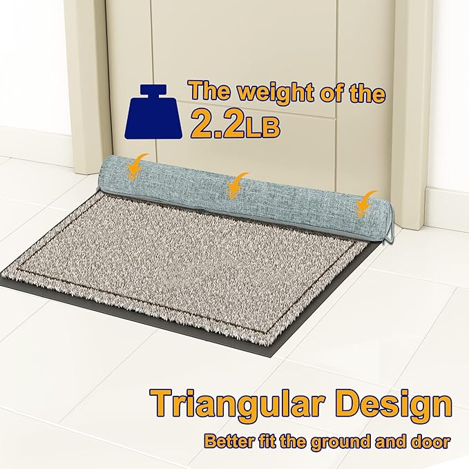 NABOWAN Weighted Door Draft Stopper - Triangular Gap Filler Blocks Bottom Up to 3”, Under Door Draft Blocker Reduces Hot/Cold Air, Wind, Noise for Easy Install, Saves Energy, Home Room Essentials, 30” Gray