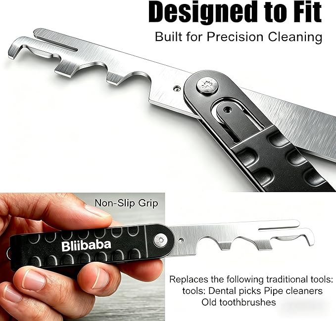 Blibaba Carbon Scraper Tool - Multi-Surface Carbon Removal Tool, Stainless Steel Scraper for Cleaning Hard-to-Reach Areas, Ergonomic Handle for Precision Maintenance