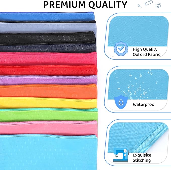 60pcs Pencil Pouch Bulk, Zipper Pouches, Waterproof Pencil Bags, Small Organizing Bags in 12 Colors for Classroom, Office Supplies Storage and Travel Accessories